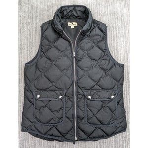 Woolrich Womens Duck Down Puffer Vest Jacket Size Large Black Full Zip Quilted